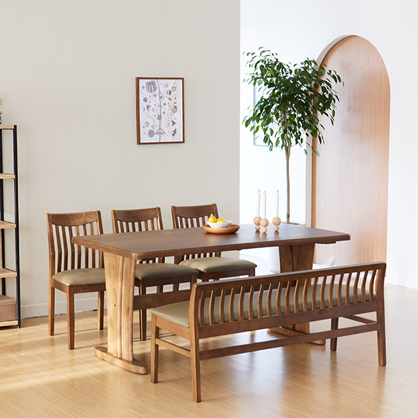 리비니아 빈센트 제노 6인용 원목 식탁세트/식탁+일반벤치의자 2colors, 월넛 547,900원
