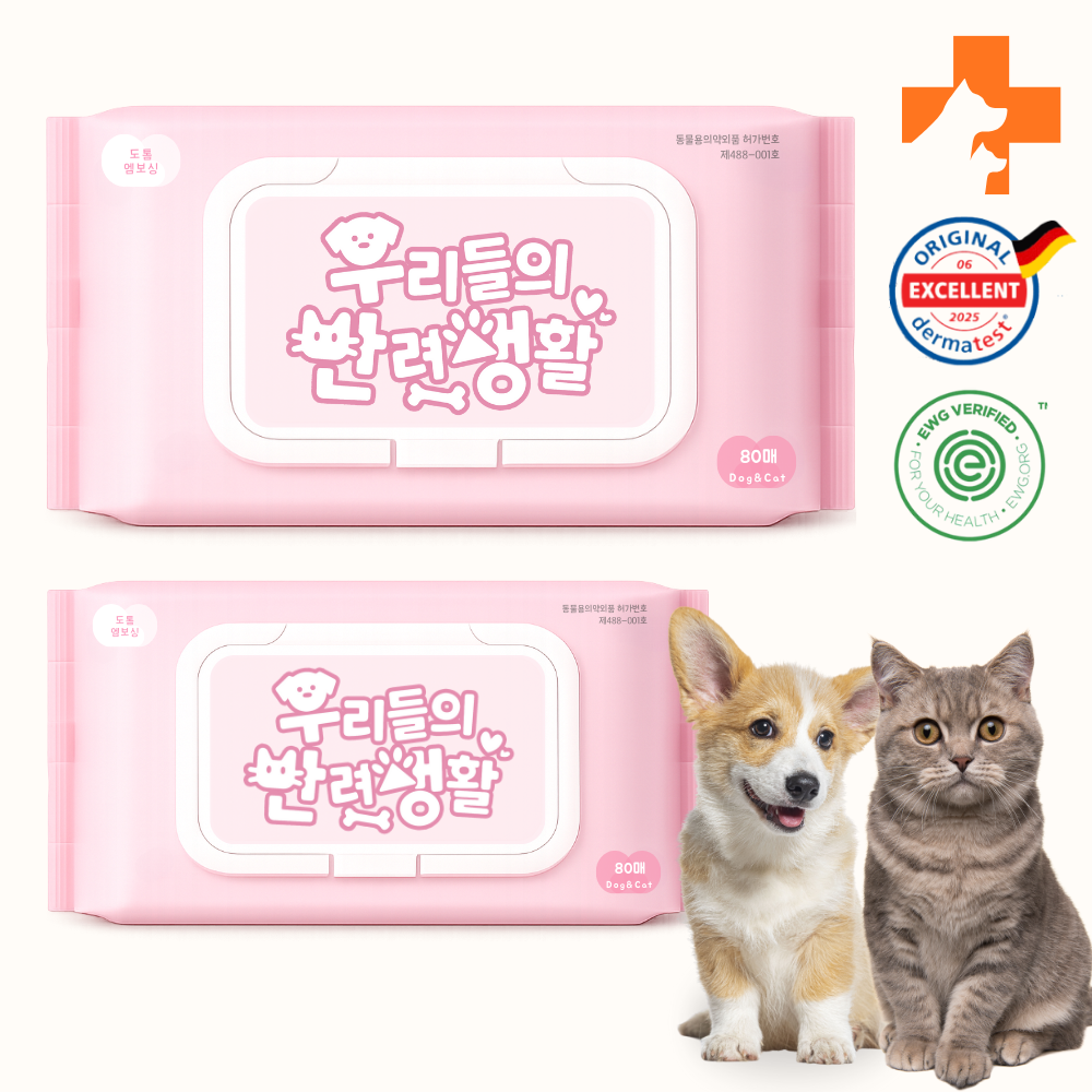 우반생 강아지 고양이 물티슈 올인원 반려동물 캡형 엠보싱 대용량 최저가 이경규 펫티슈, 80개입, 2개 8,380원