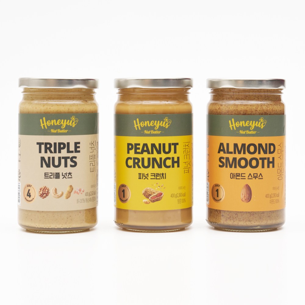 허니어스 넛버터 3종 세트 (아몬드스무스 400g+피넛크런치 400g,+트리플넛츠 400g) 37,900원