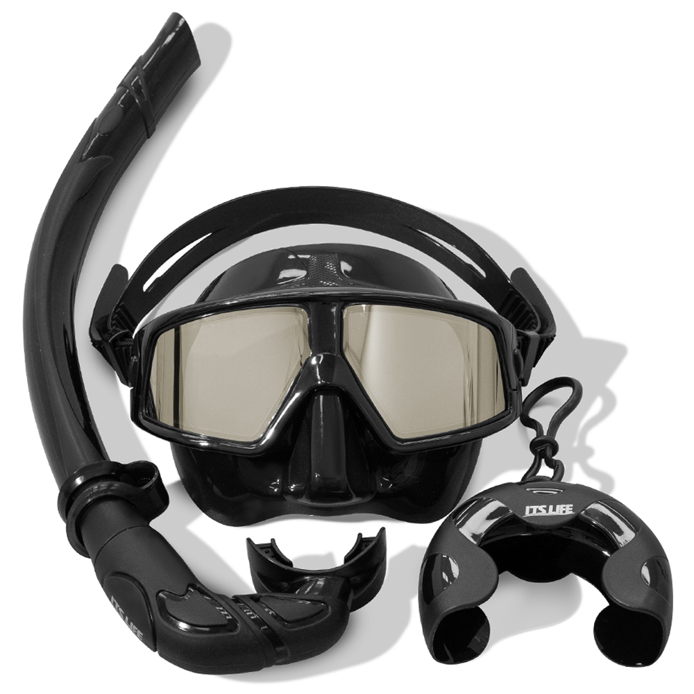 이츠라이프 이안식 프리다이빙 스노클링 마스크 세트, UV블랙 27,900원