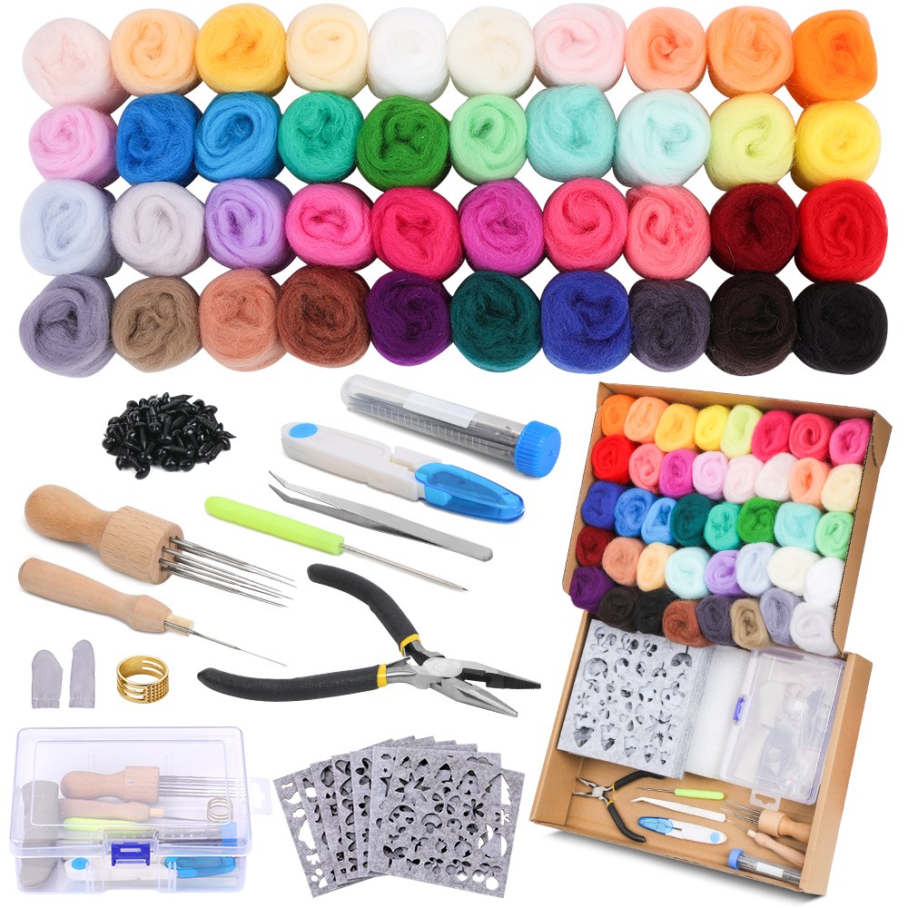 초급 양모세트 40색 양모 DIY 펠트, 양모펠트 도구 펠트 세트, 양모 펠트 니들 펠트 세트 입문용, 1개 25,000원