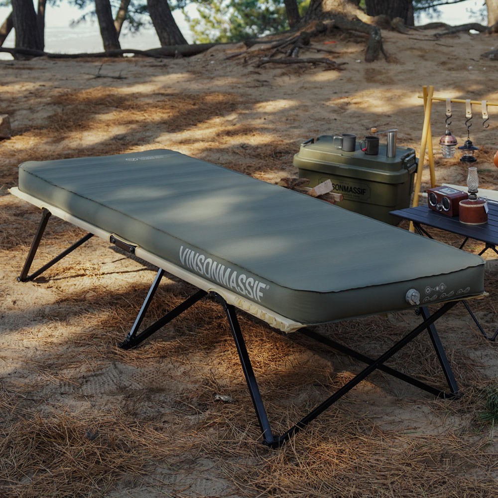 [빈슨메시프] 자충매트 카스테라 10T 싱글 10cm 캠핑 1인용 자충 에어매트 휴대용 매트리스, 카스테라 싱글 10T 카키 92,900원