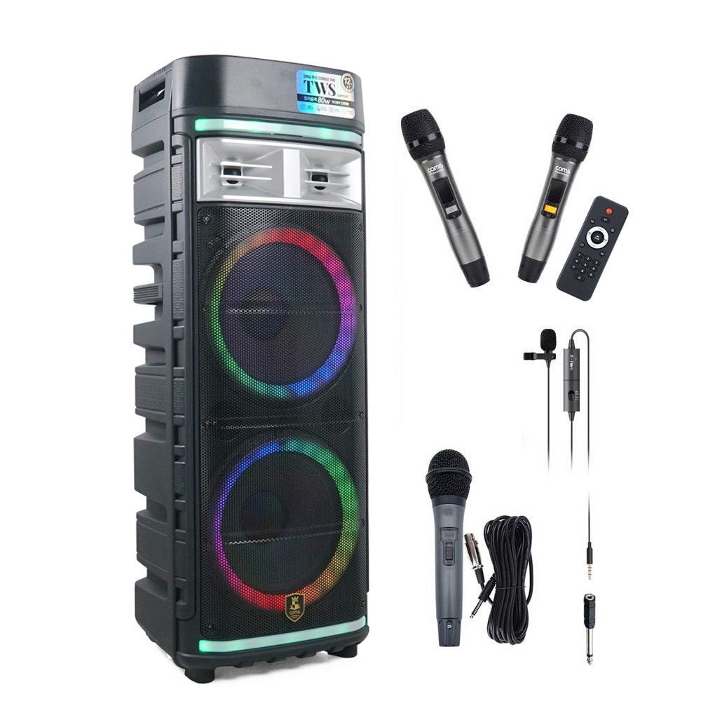 컴스 TWS LED 파티박스 스피커 이동식 UHF 블루투스 버스킹 노래방 앰프, CR500S3, 단일색상 424,500원