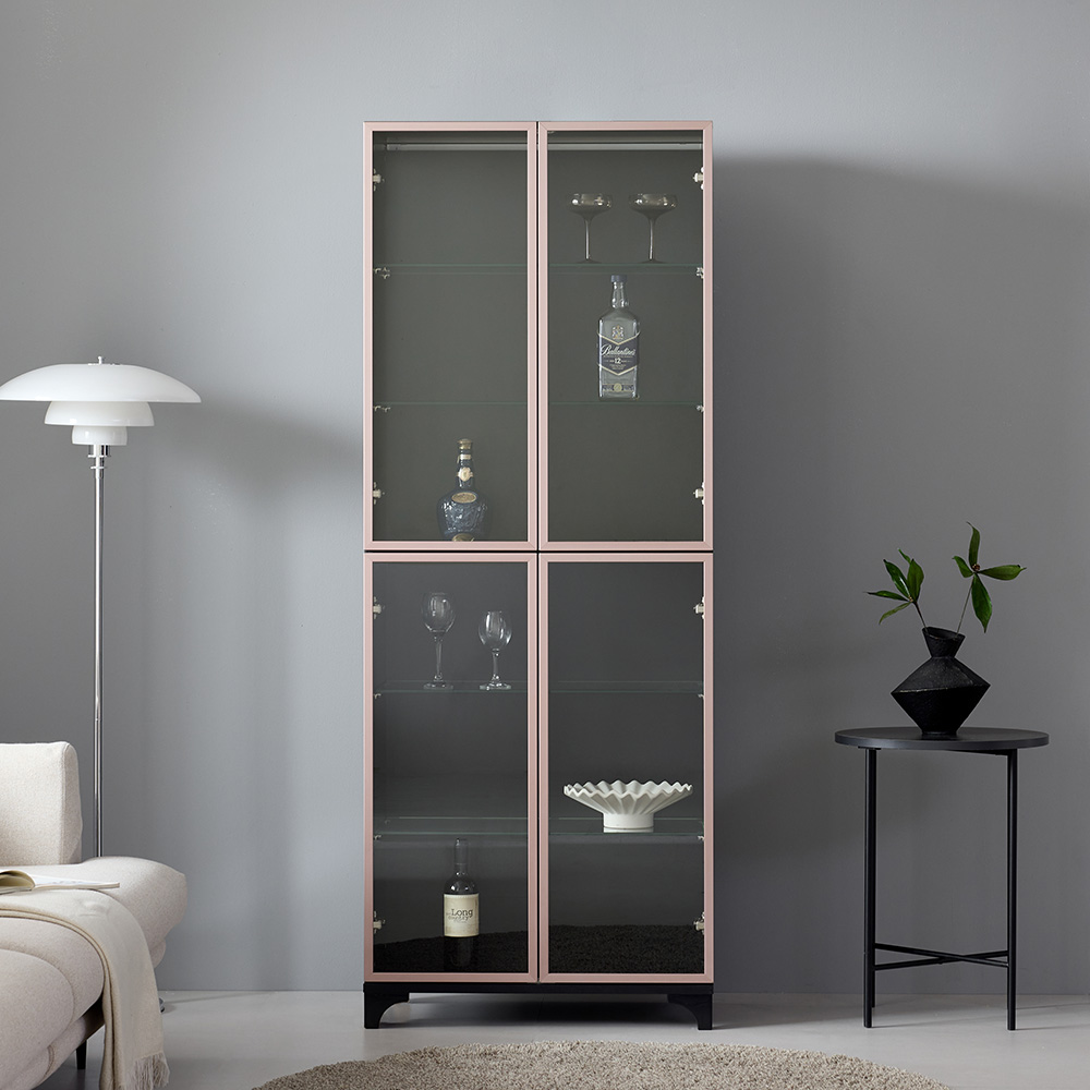 앤탑퍼니처 로즈골드 알미늄 장식장 1900 시리즈 6단 강화유리문 알루미늄프레임 주광색 전구색 듀얼조명 리모컨 양주장 진열장 위스키 수납장, 730-도어형(블랙) 369,900원