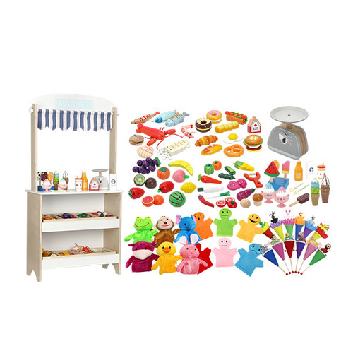 [캐스B] 플레이 빅토리아마켓&극장풀세트 (2032set) 원목 자르기 역할놀이 소꿉놀이 616,000원