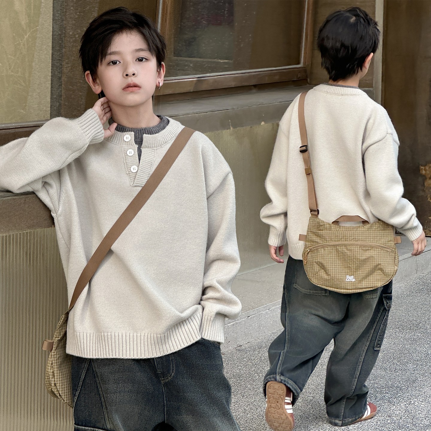 밀크봉봉 초등생 남아 레이어드 헨리넥 니트(G188) 33,340원