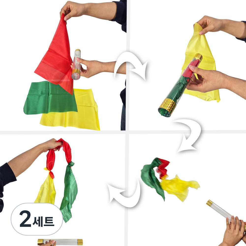 JL매직 3장의 실크천을 각각 통 안에 넣으면 모두 저절로 묶이는 신기한 고급 마술도구 10,450원