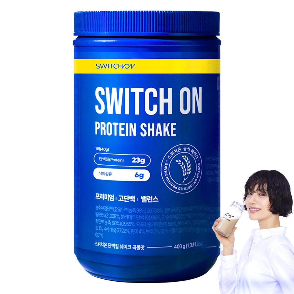 스위치온 단백질 쉐이크 곡물맛 대용량 프로틴 분리유청단백질 식사대용 보충제 파우더 400g, 400g, 1개 43,000원