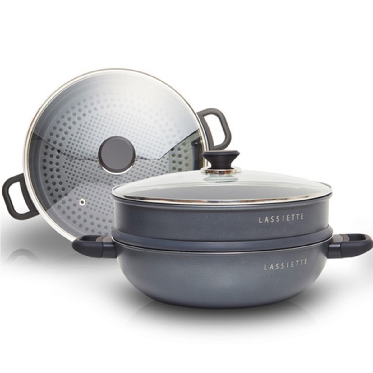 칸 통5중 코팅 대형 인덕션 찜솥 찜냄비 만두 찜기세트, 1개, 칸 양수웍&찜기 세트 30cm 101,000원