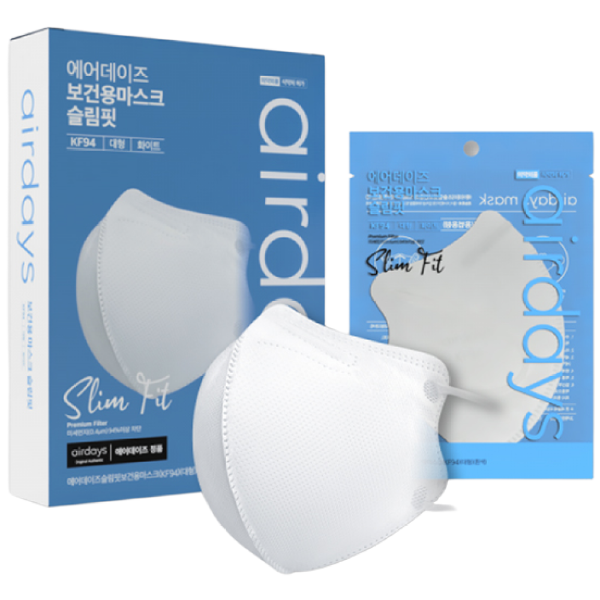 에어데이즈 슬림핏 KF94 마스크 10매, 1개, 화이트 45,000원