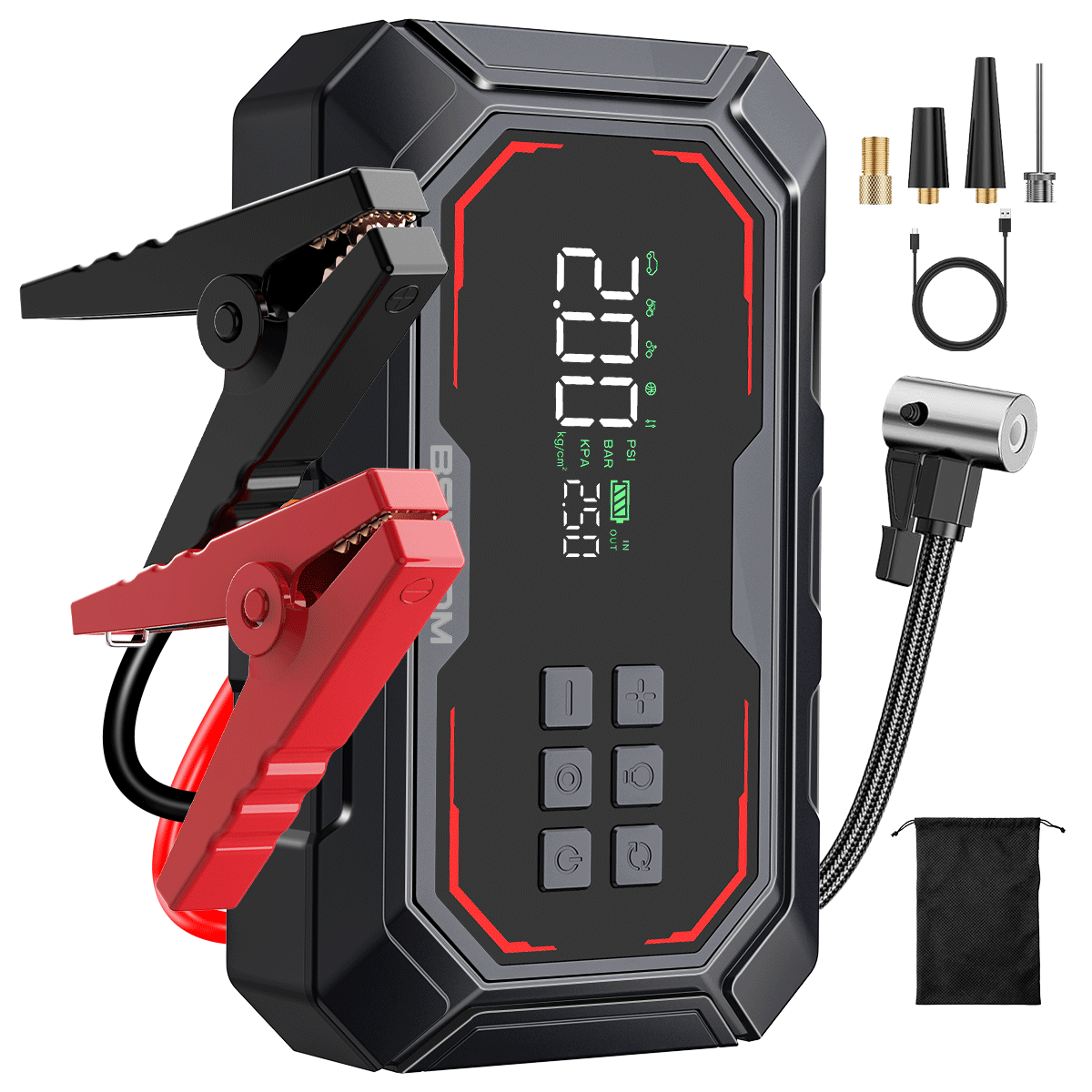 BSMOOM 3000A 12V 자동차 점프스타터 타이어 공기압 주입기 보조배터리 사용 가능, 1개, 8000mAh 69,900원