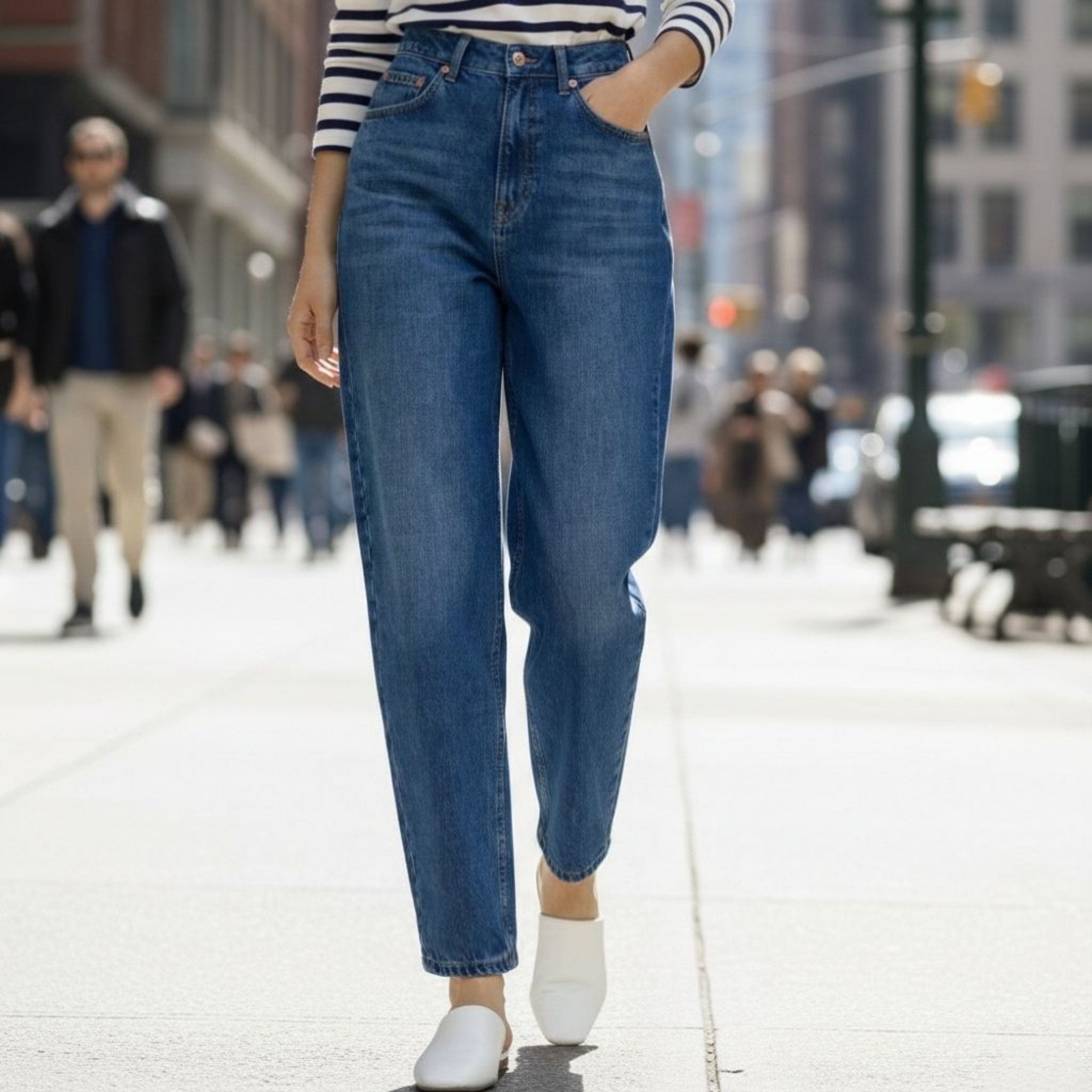 로야셀 26년 봄신상 여성 배기핏 9부 스판 히든밴딩 청바지 빅사이즈(S~3XL) 42,500원