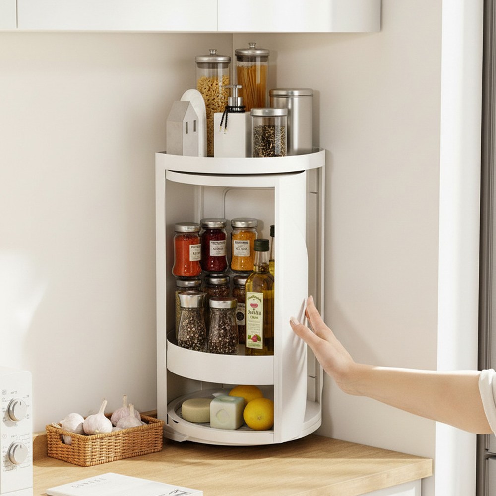오틀리 깔끔히 숨겨지는 주방 히든 코너 슬라이딩 양념통 선반, 1개, 화이트 34,900원