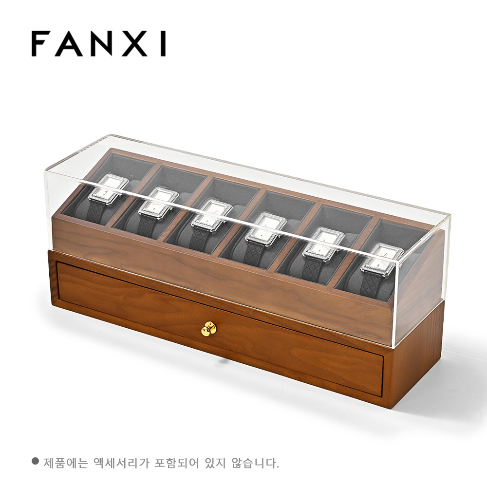 FANXI 시계보관함 보석함 원목 시계보관함 3구 6구 주얼리 서랍함 투명 시계전시대 팔찌 정리함 반지 보관함 손목 시계 거치대 고급시계 수납함 생일 선물 남편 선물 가죽용 75,600원