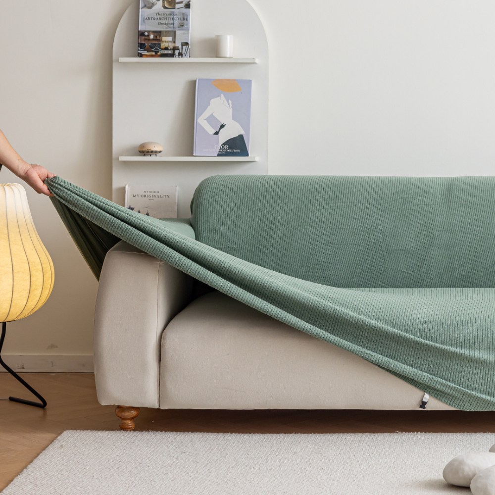 [먼지없는] 커버무드 스트라이프 소파 커버 + 자체제작 고정 스펀지, 1개, 말차 그린 32,500원