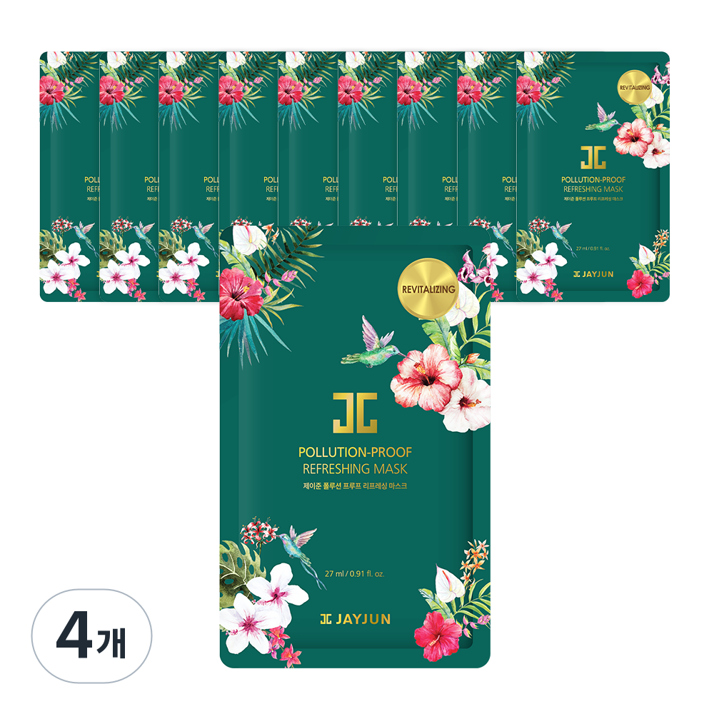 [제이준 공식판매처] 폴루션 프루프 리프레싱 마스크팩, 4개, 10개입 35,880원