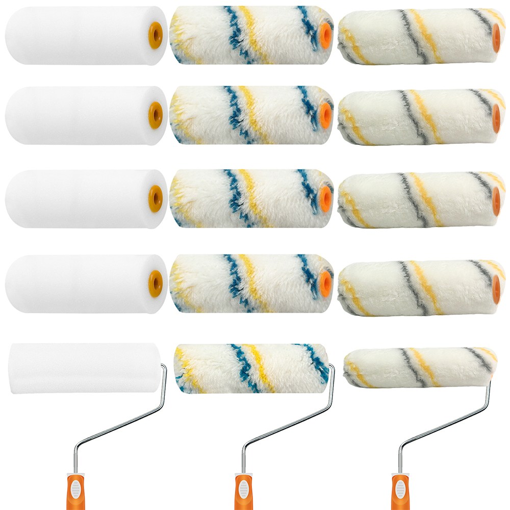 12 개 페인트 롤러 세트, 페인트 롤러, 페인트 롤러, 폼 페인트 롤러, 폼 페인트 롤러 커버, 극세사 페인트 롤러, 40 밀도 폼, 노란색 및 파란색 면사, 모조 양모 8,190원