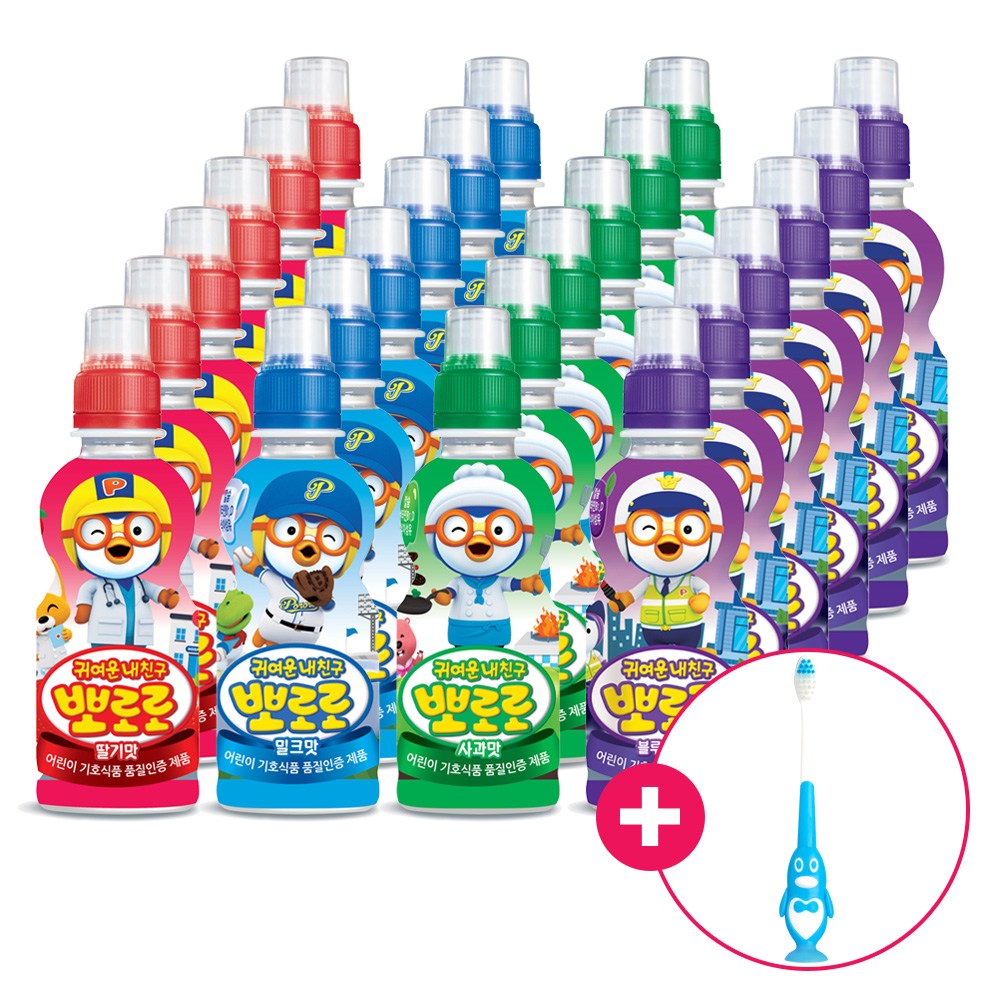 뽀로로 음료 5종 혼합구성 24개+랜덤 유아 칫솔1p 증정 19,900원