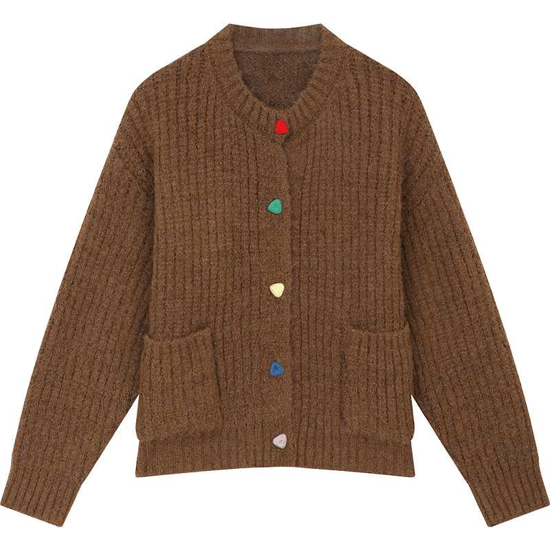 ELFSACK 여성 캐주얼 컬러풀 버튼 라운드넥 니트 48,420원