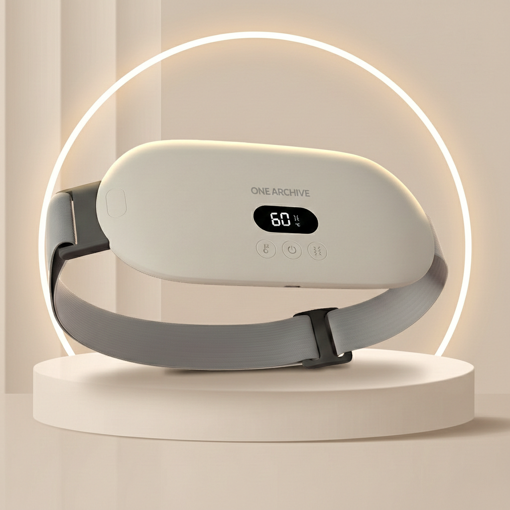 [배터리 2배 Up] 원아카이브 복부 온열 찜질기 생리통 배 충전식 무선 마사지기, OAC001, 화이트베이지 39,900원