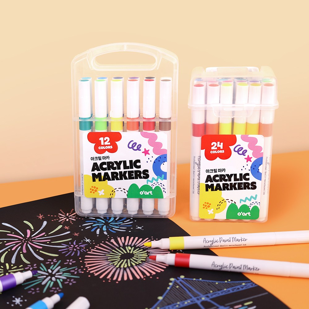 오아트 아크릴 마카펜 세트 2종 택1 보관 케이스 포함 컬러링 미술 도구 3,300원