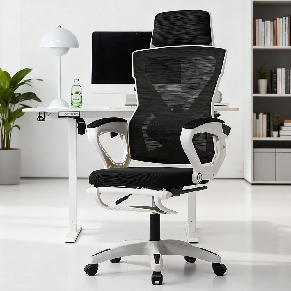 Takata 인체공학 디자인의 넓은 좌석 게이밍 의자, 발받침 포함 편안한 메쉬 컴퓨터 사무용 의자 WY2, 검정색 72,500원