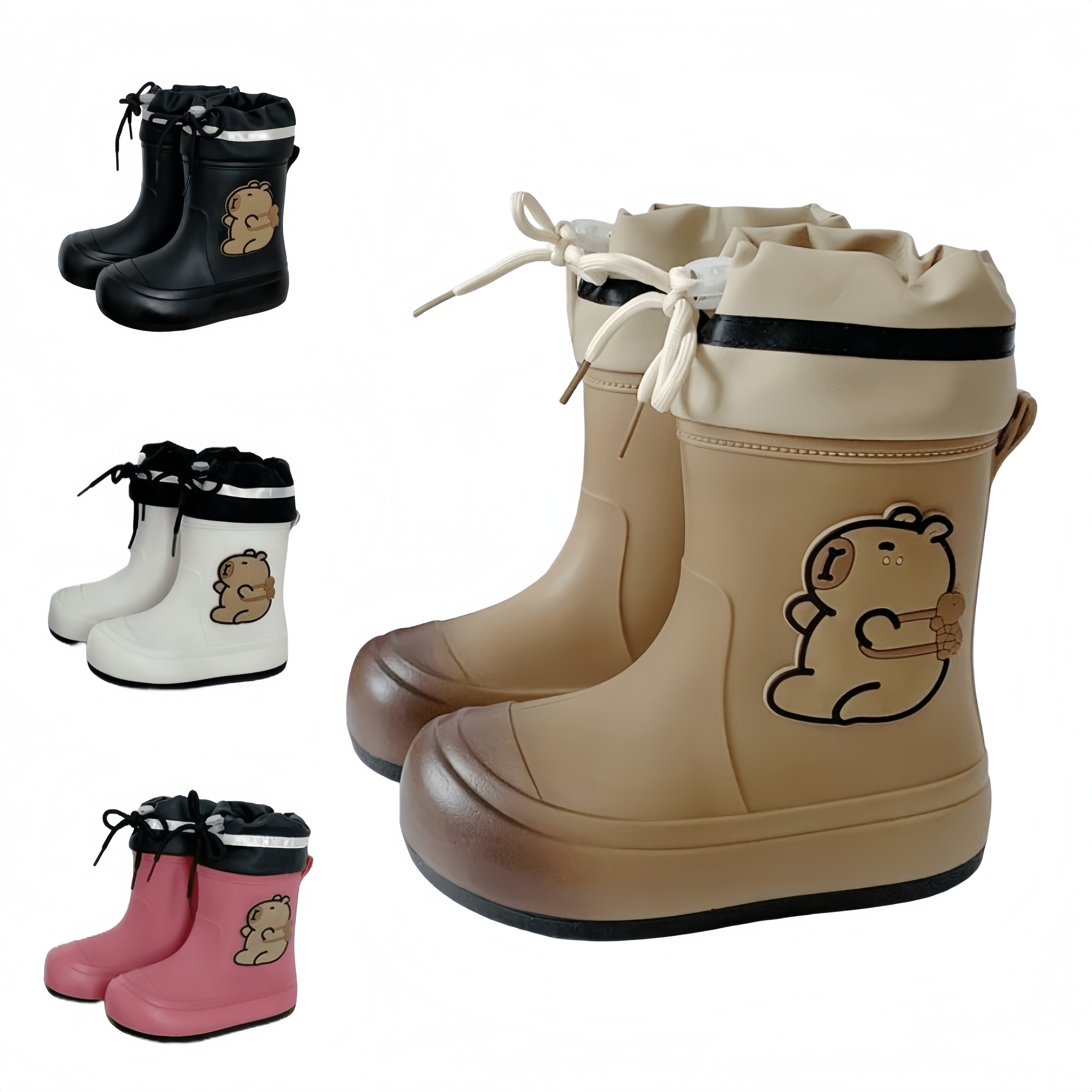 밤의여신 카피바라 스트랩 미들 레인부츠 미끄럼방지 숏 장화 20,890원