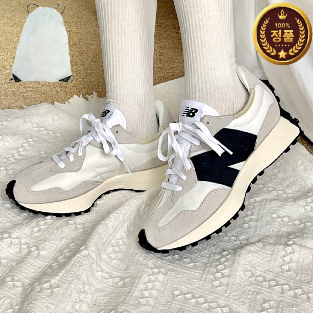 뉴발란스 327 남녀공용 화이트블랙 트레이닝화 스니커즈 패션 운동화 런닝화 + 사시오신발가방 138,900원
