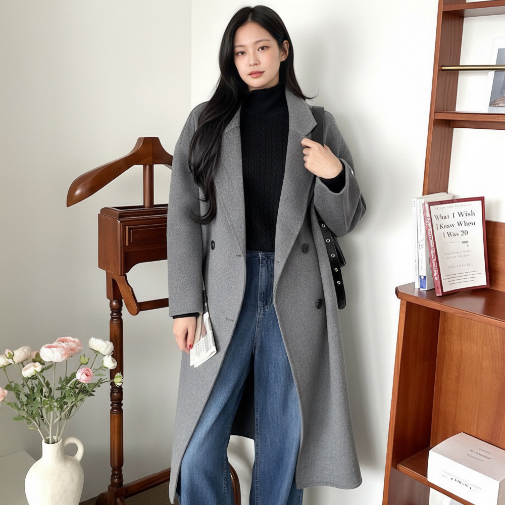 울100 핸드메이드 롱 코트 루즈핏 유니크코코 86,200원