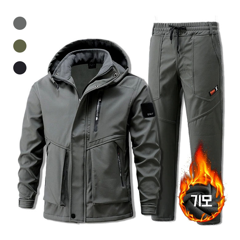 FANSYLI 남성 겨울 기모 작업복 세트 방풍 방수 등산 낚시 라이딩 방한복 전술복 정비복 아웃도어 후드 점퍼 조거팬츠 트레이닝 상하복 세트 2P 1022JLL520 25,350원