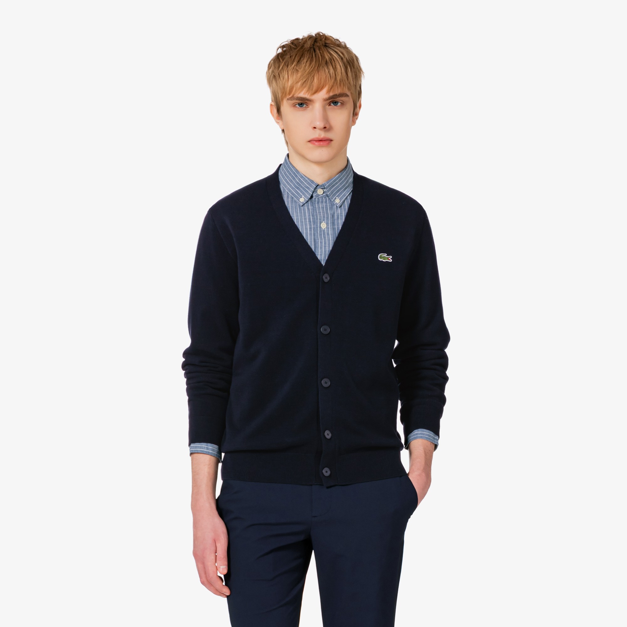 [라코스테 공식] 남성 피케 V넥 가디건 AH186E-56G 166 299,000원