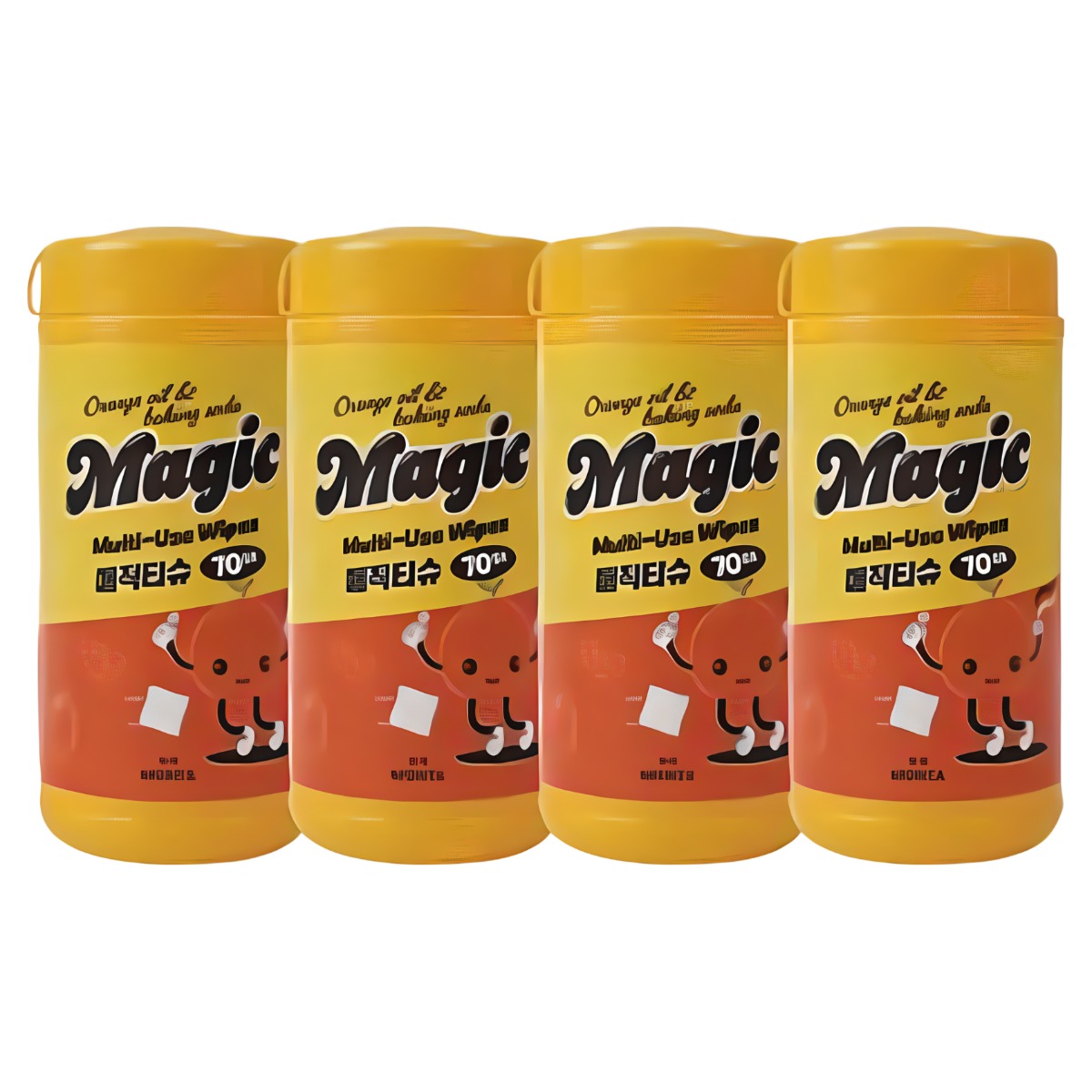 TV홈쇼핑 노란통 매직 세정티슈 청소용 오렌지오일 소독티슈 기름때제거 찌든때, 4개 29,900원