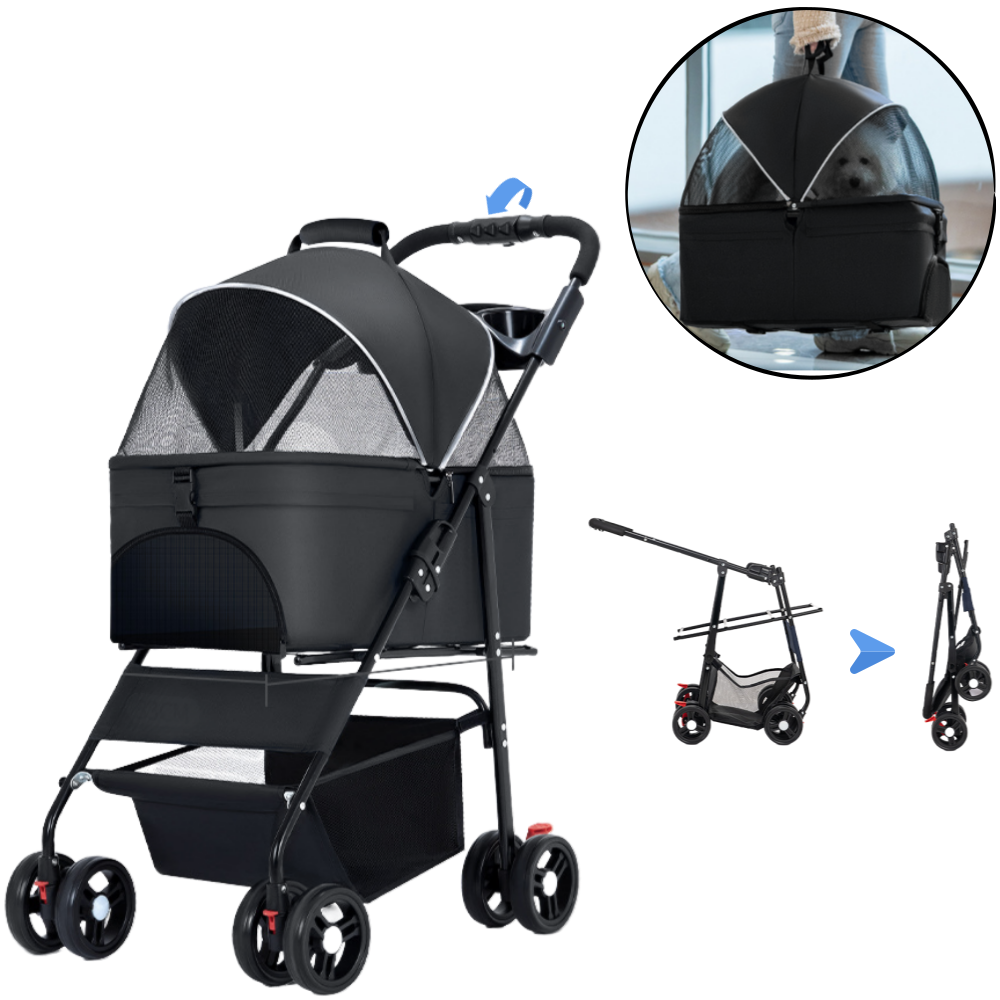 G샵 강아지 유모차 분리형 원터치 폴딩, 블랙 59,900원
