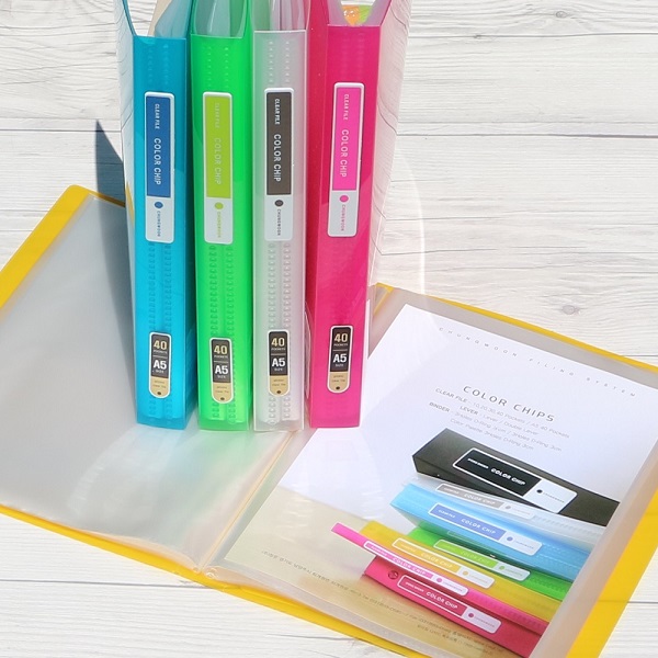 청운그린화일 흔치않은 mini 크기의 A5-40매 컬러칩 PP 클리어화일 4,050원