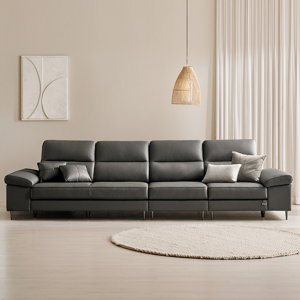 쉐우드가구 디바인 이태리 천연통가죽 소파 6인용+스툴 / 국내제조 자재등급E0, 소프트블루 1,249,000원