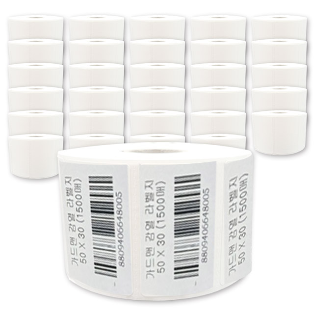 감열라벨지 50mm X 30mm 1500매, 36롤 155,070원