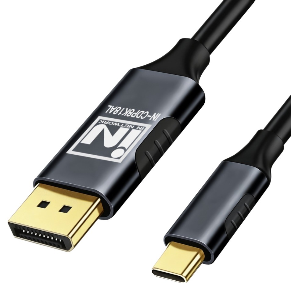인네트워크 8K UHD 60Hz USB3.1 Type-C to 디스플레이 포트 DP ver1.4 미러링 컨버터 케이블, 1개, IN-CDP8K18AL 9,950원