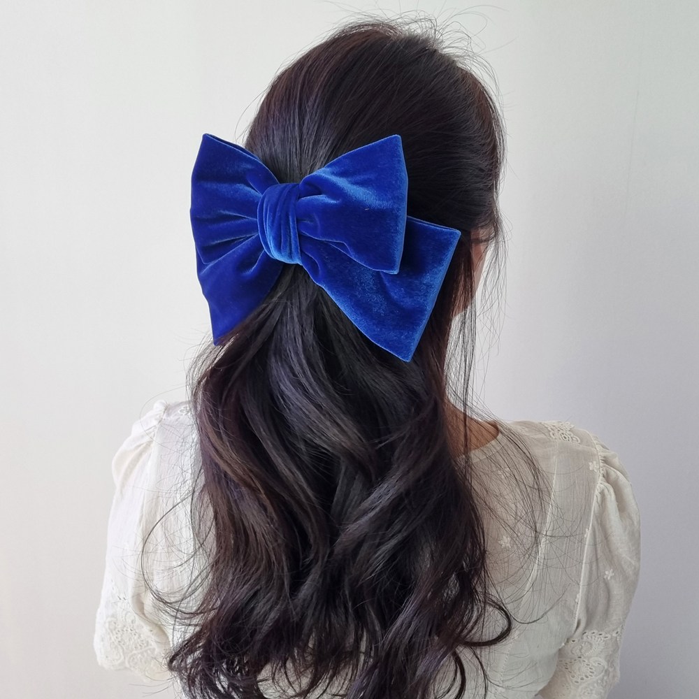 파티 벨벳 심플 왕리본핀 반묶음핀 30칼라 납작핀대 10cm, 현재가 12,900원