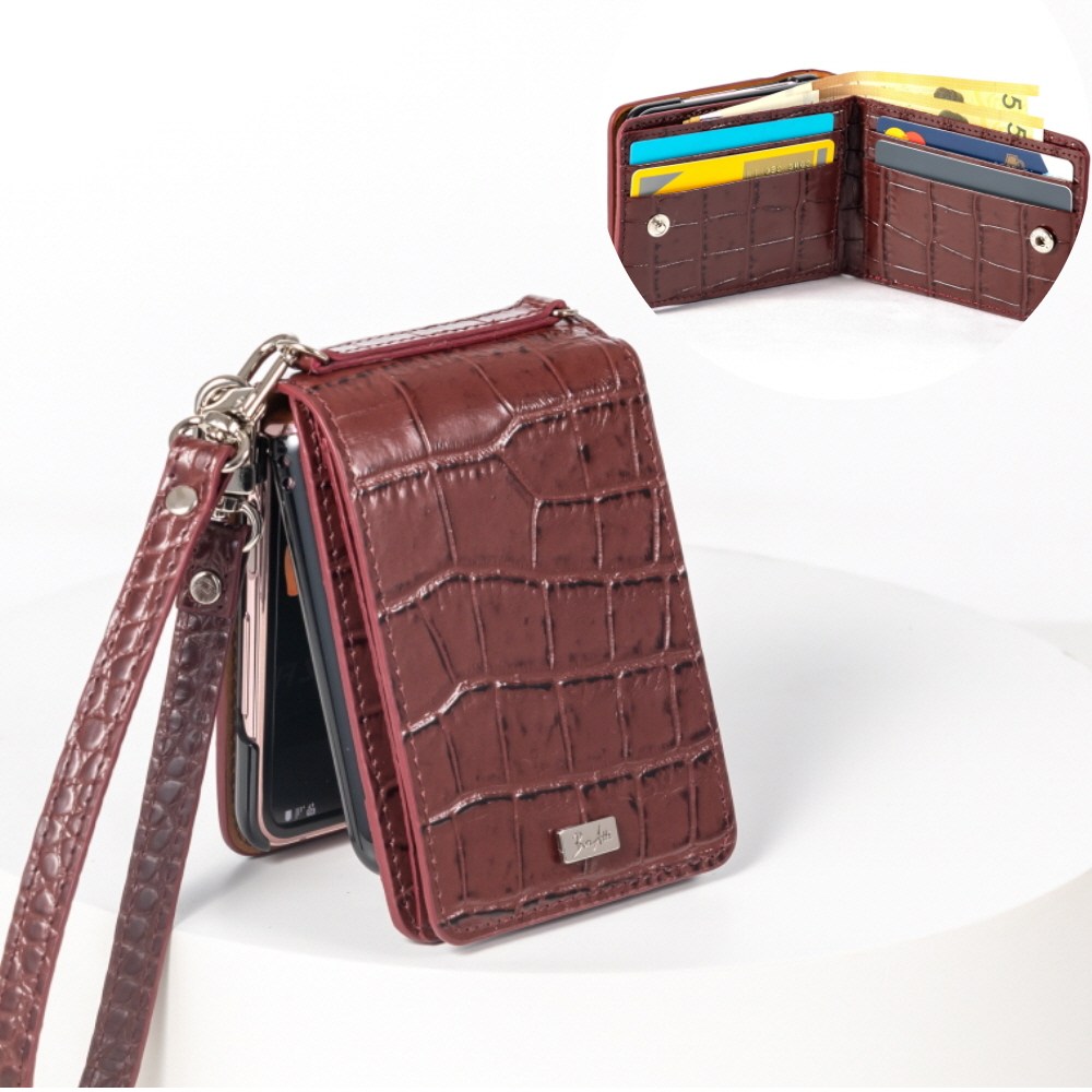 본아띠 갤럭시 Z플립4 메티스 천연소가죽 악어 크로커다일 지폐 카드6장 지갑형 핸드폰케이스 64,800원