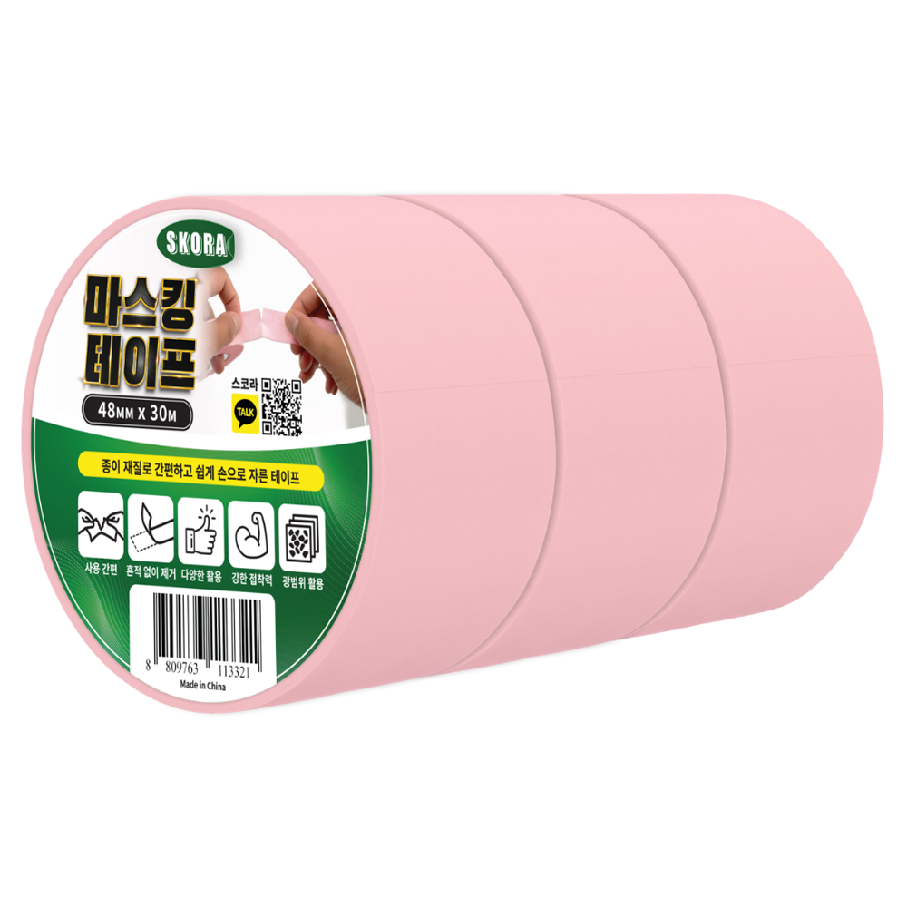 스코라 종이 마스킹 테이프 핑크 48mm x 30m, 3개 13,940원
