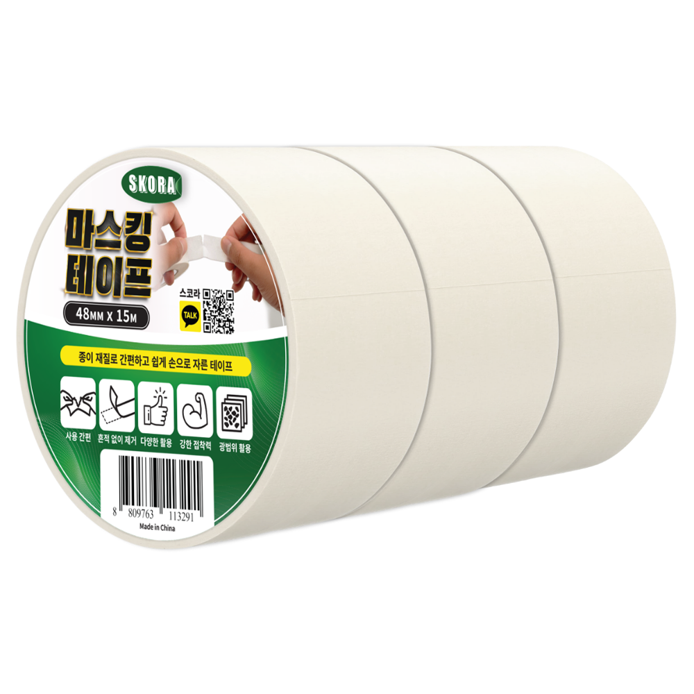 스코라 종이 마스킹 테이프 화이트 48mm x 15m, 3개 6,700원