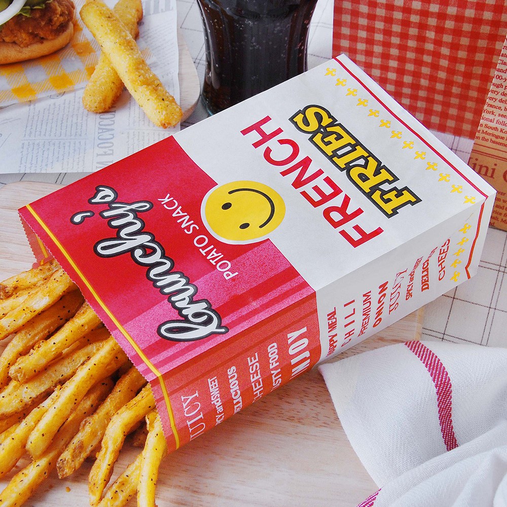 감자튀김봉투 스마일포테이토 W (미니), 1000개, 1세트 52,000원