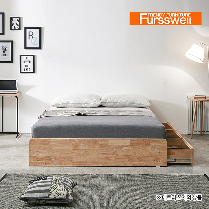 퍼스웰 원목 무헤드 수납서랍침대프레임.퀸(VD_013), 단일색상 319,000원
