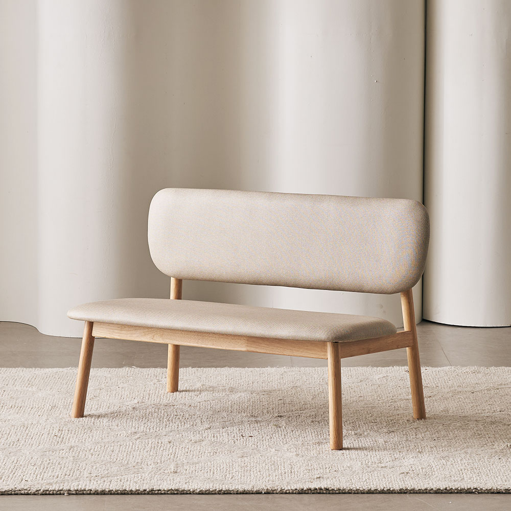 장인가구 칸토르모노 패밀리 원목 패브릭 2인 낮은 식탁 등받이 벤치의자, 내추럴원목(1EA), 1개 154,000원