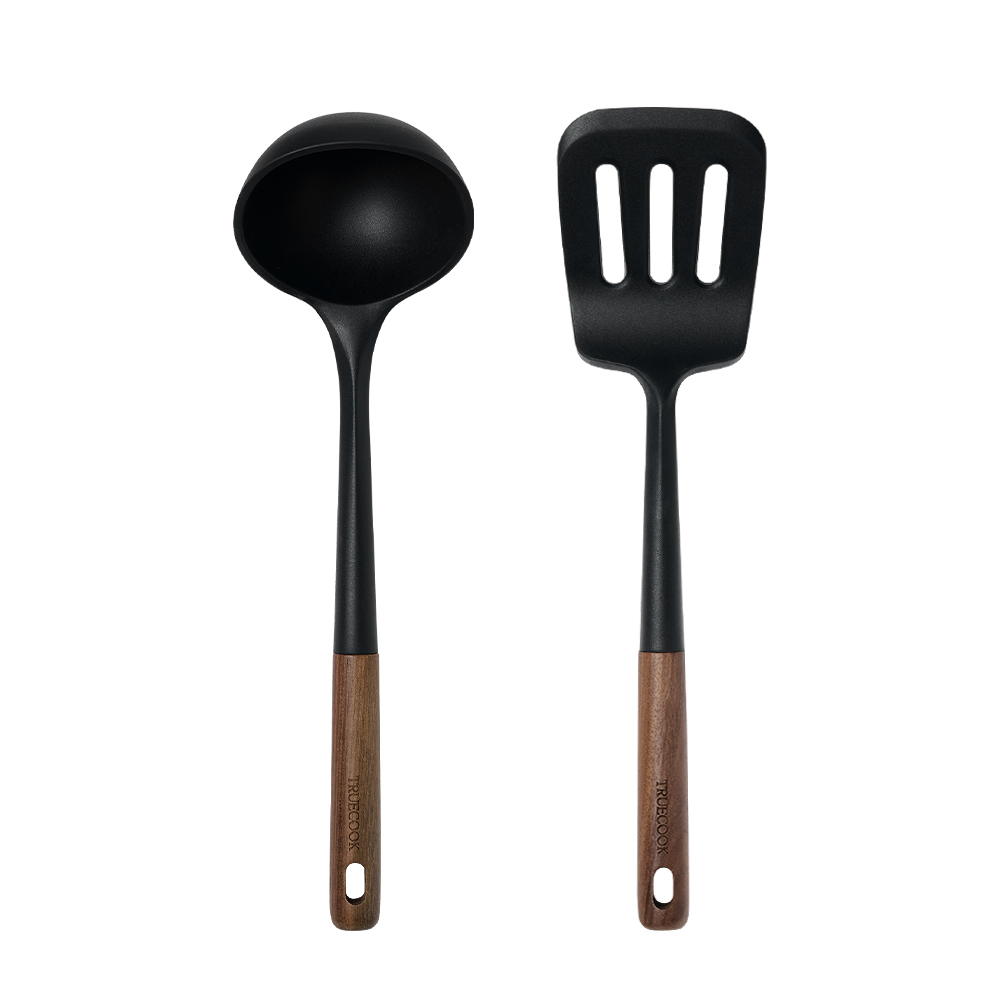트루쿡 북미산 월넛 실리콘 조리도구 2종 세트, 1세트, 블랙, 국자 + 뒤집개 25,000원