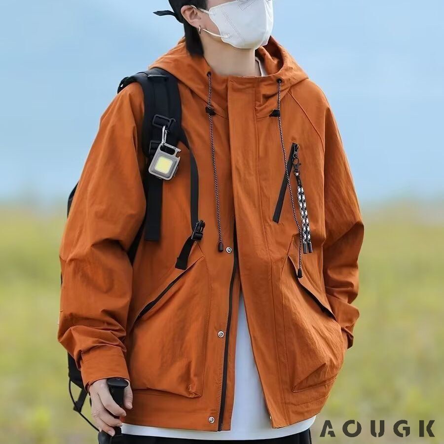 AOUGK 남성 아웃도어 등산 자켓 후드 집업 자켓 방풍 방수 자켓 캐주얼 재킷 25,600원