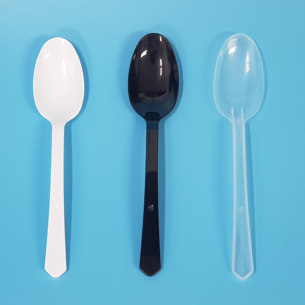 밥 숟가락 (100개) 17.5cm / 수저 스푼 일회용 플라스틱 벌크 개별 낱개 포장 배달 캠핑 테이크아웃 용기 반투명 백색 블랙 4,000원