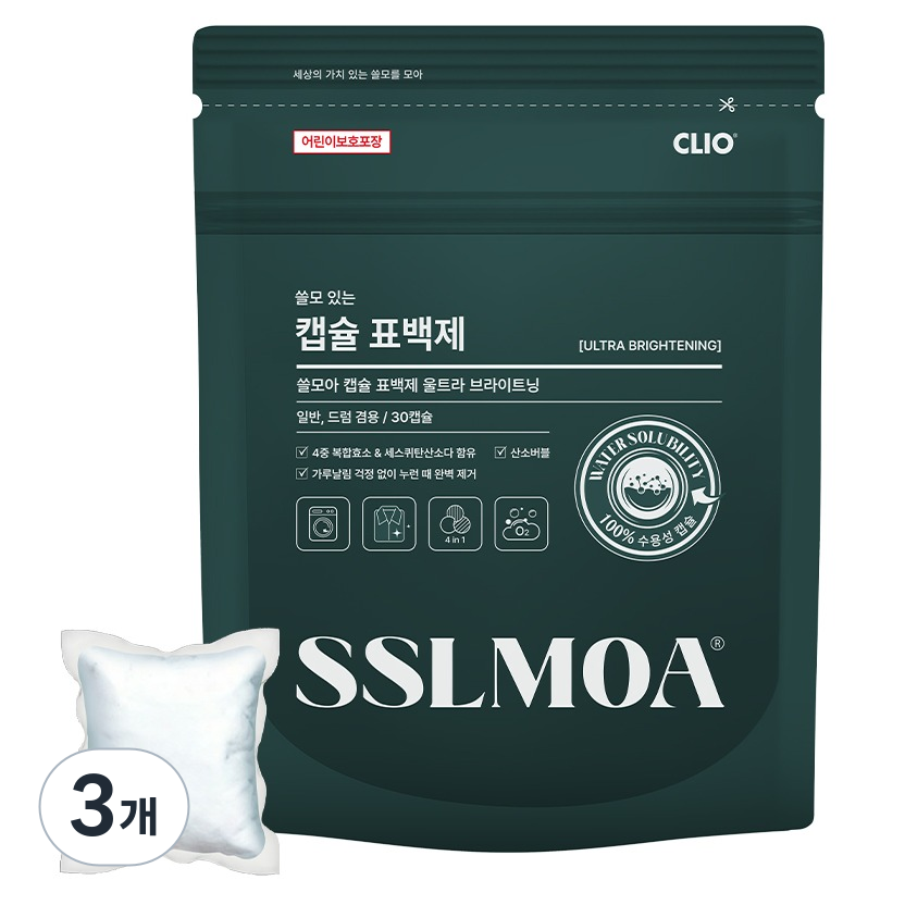 크리오 쓸모아 강력 클린 산소버블 캡슐 세탁 표백제 30p, 390g, 3개 21,980원
