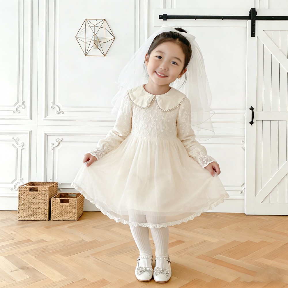 투에그 여아용 레이스 진주 드레스 30,900원