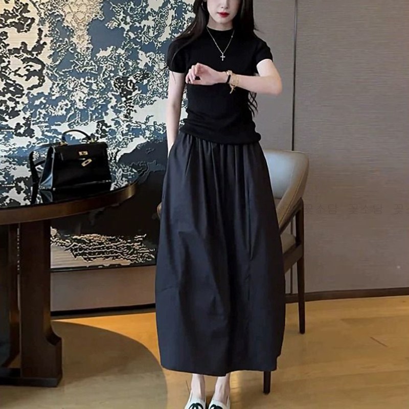 꽃소담 여성 빅사이즈 벌룬 밴딩 a라인 플레어 롱 스커트 데일리룩 A-L26A148 19,270원